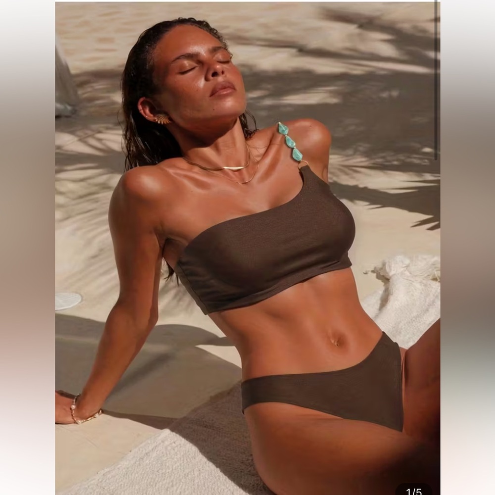 Mocha turquoise Bikini Swimwear people Swimsuit Bikini Set free lace up bead